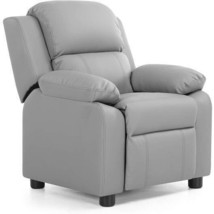 Kids Deluxe Headrest Recliner Sofa Chair with Storage Arms-Gray - Color:... - $174.06