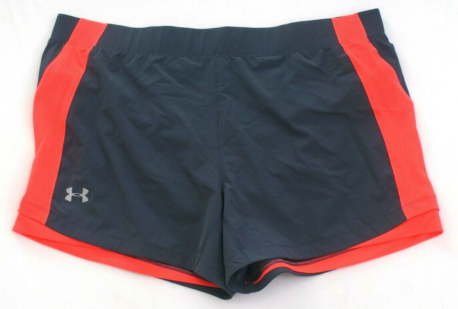 Under Armour Gray &amp; Coral UA Qualifier Speedpocket  5&quot; Running Shorts Me... - $52.49