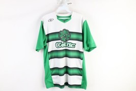 Vintage Mens Medium Spell Out Celtic FC Football Soccer Jersey Striped Green - £31.52 GBP