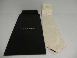 Versace Mens Ties Medusa 100% Silk Off White Floral - £79.08 GBP