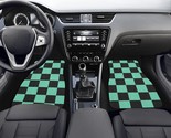 Checkered Black Green Anime Front Car Floor Mat (2 pcs) - $65.00