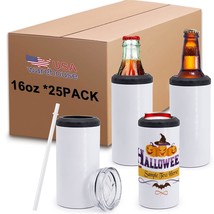 25Packs 4-In-1 Can Cooler Sublimation Blank Tumblers With 2 Lid And Straw,White  - $338.99