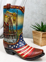 Rustic Western American USA Flag With Oil Derrick Cowboy Boot Money Pigg... - £23.97 GBP