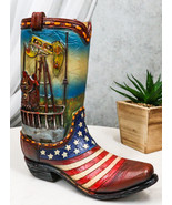Rustic Western American USA Flag With Oil Derrick Cowboy Boot Money Pigg... - $550.13 MXN