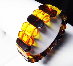 AMBER BRACELET Natural Baltic Amber polished Multicolor Amber Beads Jewelry 11gr - £45.41 GBP