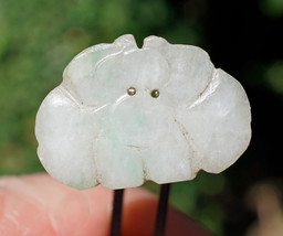 Antique Chinese Qing Dynasty Sculpted Moss in Snow Jadeite Jade Lotus Bu... - £39.42 GBP