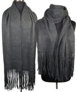 Lucky Brand Winter Scarf NWT Unisex 86&quot; Long Charcoal Gray Fringe Soft Cozy - $24.99