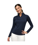 NWT Ladies BELYN KEY Ink Navy Blue BK Mock Long Sleeve Golf Shirt XS S M... - $927.89 MXN
