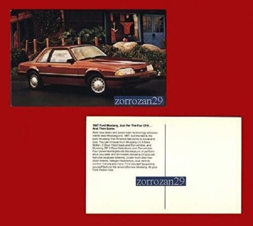 1987 FORD MUSTANG 2 puertas SEDAN VINTAGE FACTORY COLOR POSTAL - USA ORI... - $7.48