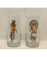 Vintage Libbey drinking glasses Hopi Kachina dolls design water tumbler ... - $12.00