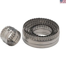 Graduated Stainless Steel Round Cutters - 6 Piece Set with Fluted &amp; Plai... - $29.49