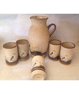 VTG Tonala Mexico Stoneware Pottery Hand Made Painted Folk Art Pitcher +... - $32.64