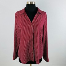 Roz &amp; Ali Womens Medium M Red Patterned Collared Button Down Shirt - £13.73 GBP