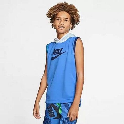 Nike Boys' Sportswear RTL Mesh Hooded Jersey in Blue Size Large NWT - £27.53 GBP
