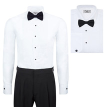 Boltini Italy Men’s Premium Tuxedo Wingtip Collar Dress Shirt with Bow Tie - £21.10 GBP