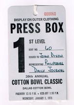 1975 Cotton Bowl Game Press Box Pass Penn State Baylor - £385.88 GBP