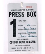 1975 Cotton Bowl Game Press Box Pass Penn State Baylor - £381.44 GBP