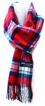 Plaid-Blue/Red/White Scarves Mens Womens Wool Scarf Warm Wool 100% Cashmere - £14.34 GBP