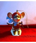 Vintage 1983 Bradford Novelty Ornament Plastic Mouse on Skis Hong Kong - $127.15 MXN