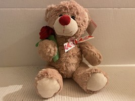 KELLYTOY 10" Happy Valentine's Day HUG Me Teddy Bear w/ rose - $24.74