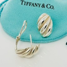 Tiffany Shell Dome Earrings in Sterling Silver and Yellow Gold Twist Omega Back - £229.16 GBP