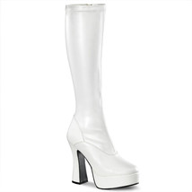 Pleaser ELECTRA-2000Z Women&#39;s White 5&quot; Stack Heel Platform Knee High Boots - £57.30 GBP