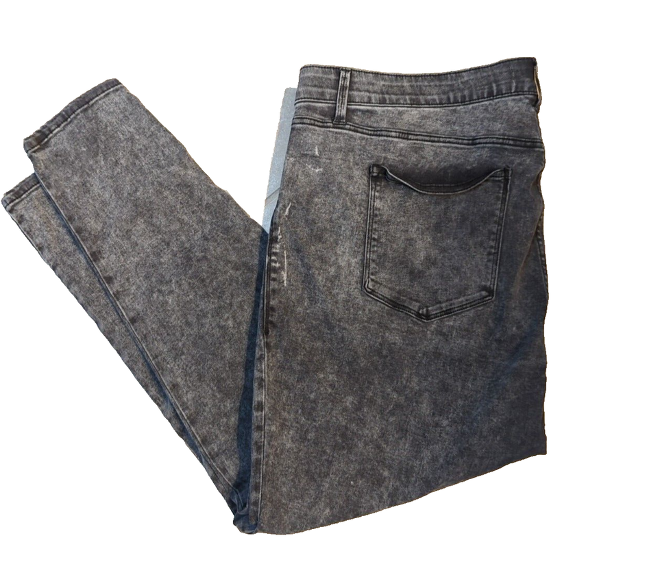 Primary image for Lularoe With Love 44 black denim elastic waist comfort skinny jeans acid washed