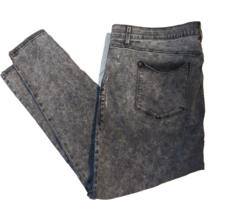 Lularoe With Love 44 black denim elastic waist comfort skinny jeans acid washed - £23.73 GBP