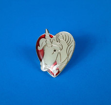 Unicorn Heart Lapel Pin Enamel Hat Tac Mythical Horse VIntage NOS - £3.92 GBP