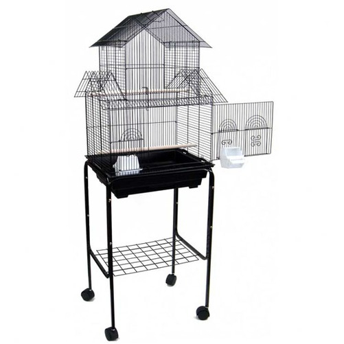 YML 5844-4814BLK Pagoda Small Bird Cage with Stand in Black - $111.11