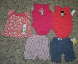 Girls Capris Top Bodysuit 5 Pc Jumping Beans Pink Red Blue Set $52-sz 6/... - $9.90