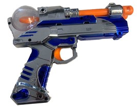 Blue Twin Barrel Spin Ball Outer Space Light Up Pistol Gun W Sound ty413 - £8.94 GBP