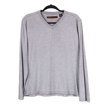 Perry Ellis TShirt M Mens VNeck Heathered Gray Long Sleeve 100% Cotton C... - £11.36 GBP