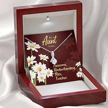 Express Your Love Gifts Aunt Gift AuntT Eternity Ribbon Stone Pendant 14k White  - £50.80 GBP