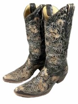 Corral Western Boots Black Distressed Leather Contrast Stitching Woman’s Sz 9.5M - £46.73 GBP