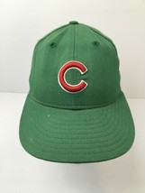 Vintage Chicago Cubs New Era Hat Green Cap Size 6 7/8 USA Genuine MLB Logo - £46.68 GBP