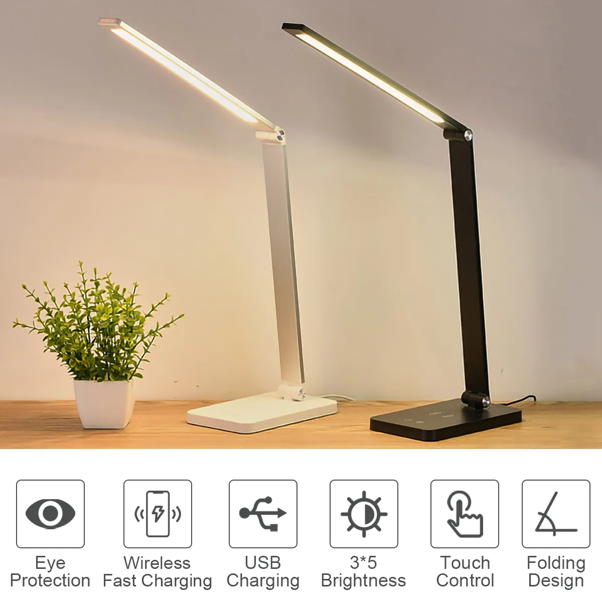 50LEDs Eye-Protection Table Lamp 5 Dimmable Level Touch Aluminium Alloy ... - £36.91 GBP+