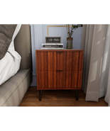 Flutted Wooden Nightstand / Bedside With 2 Drawers - $7,146.22 MXN