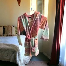 NWT CUDDL DUDS girls 6/6X Small Robe Hood Plush Tie Dye Pocket Pink Aqua... - $33.66