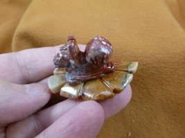 (Y-SNAI-25) red Snail leaf carving stone gemstone SOAPSTONE PERU little snails - £6.86 GBP