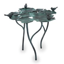 SPI Home Bird Quartet on Leaves Cast Aluminum Birdfeeder Birdbath - £198.48 GBP