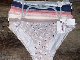 Jessica Simpson ~ Womens Bikini Underwear Panties Feather Cotton Lace 5-Pair ~ L - £27.72 GBP