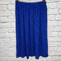 Vintage Josephine Confetti Dot Midi Skirt Size 14 Blue Pleated 80s 90s - $19.75