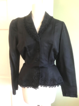 c 1940s Black Silk Military Peplum Jacket Soutache Vintage  Henry A Condor M-L - £59.35 GBP