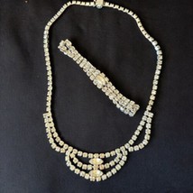 Vintage Kramer New York Choker Necklace Bracelet Set Clear Rhinestones Sparkle - $96.64