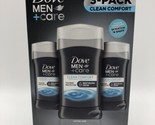Dove Men+Care Clean Comfort Aluminum Free Deodorant, 3 oz 3 Pack - New, ... - £15.46 GBP