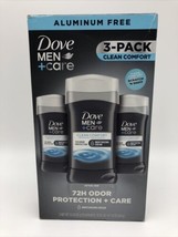 Dove Men+Care Clean Comfort Aluminum Free Deodorant, 3 oz 3 Pack - New, Open Box - £15.64 GBP