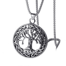 Men&#39;s Silver Family Tree of Life Pendant Necklace Celtic Jewelry Chain 24&quot; Gift - £7.90 GBP