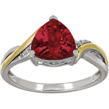 Duet Sterling Silver &amp; 10Kt Yellow Gold Created Trillion Ruby Ring - $36.47