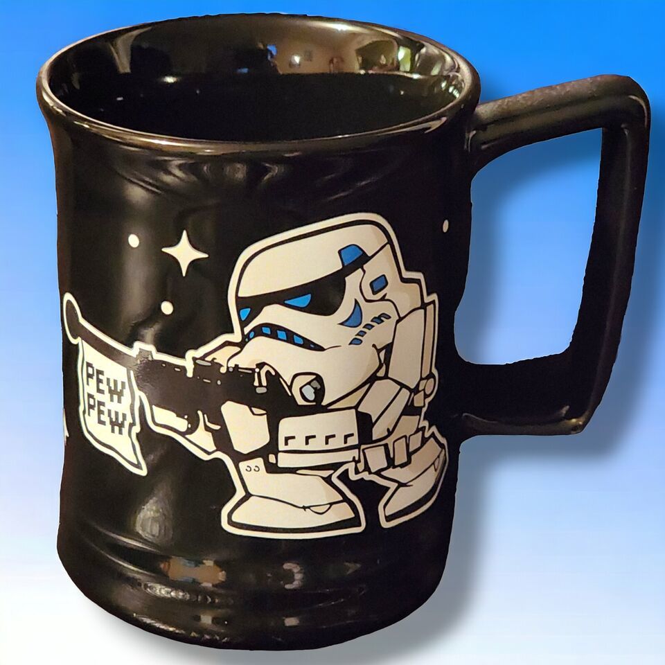 Star Wars Stormtrooper Pew Pew Mug Coffee Ceramic Cup Disney Parks Black M1 - £12.94 GBP